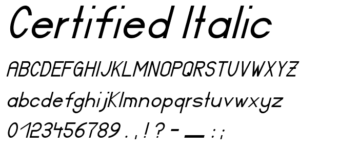 Certified Italic font